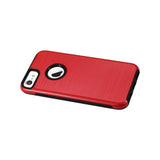  iPhone 7 Hybrid Dual Layer Metal Brushed Texture Case In Red