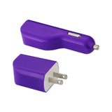  Micro 1 Amp 3-In-1 Car Charger Wall Adapter With USB Cable In Purple