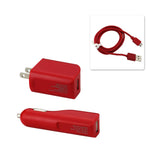 Micro 1 Amp 3-In-1 Car Charger Wall Adapter With USB Cable