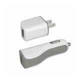  Micro 1 Amp 3-In-1 Car Charger Wall Adapter With USB Cable In White