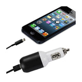  iPhone 5/ Se 2 Amp USB Car Charger With Cable In Black